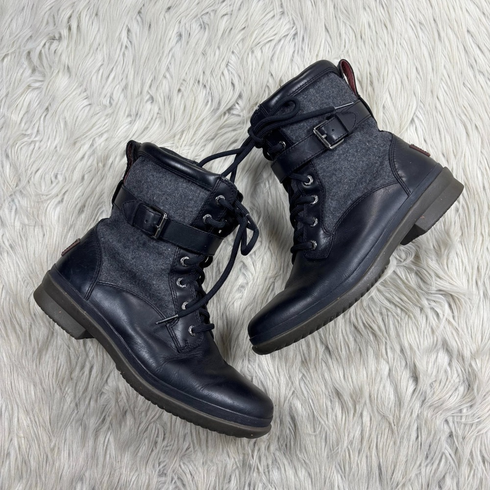 UGG Women's 6.5 Black Gray Kesey Waterproof Boots Combat Moto Grunge